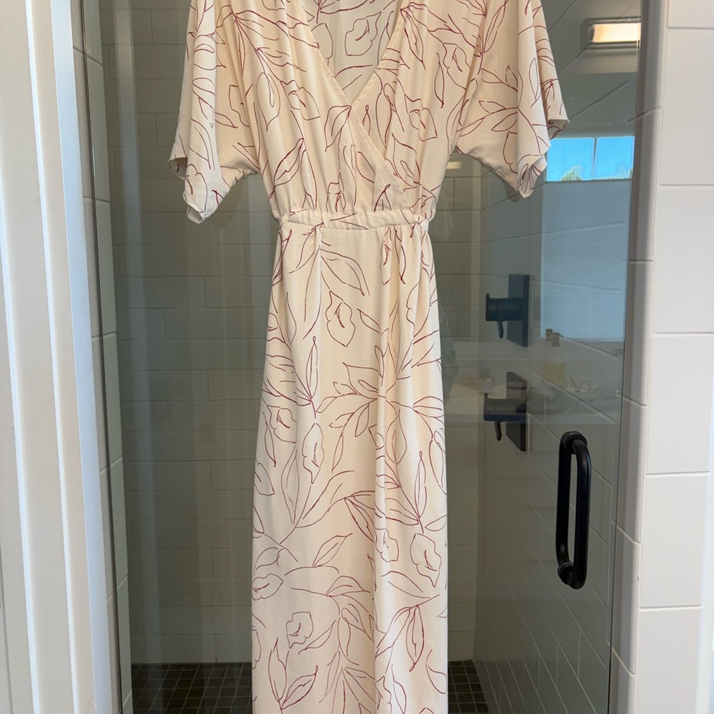 Floral Wrap Dress in Cream and Red